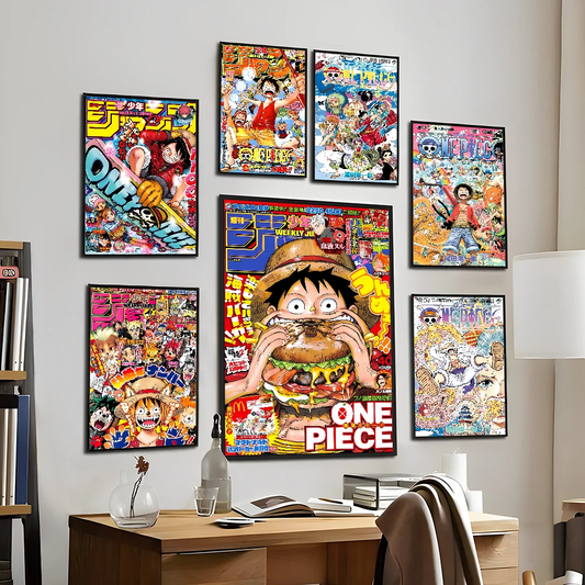 Pósteres de anime One Piece, impresiones adhesivas en papel blanco, ilustraciones